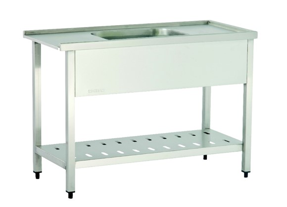 BER 100L - Dishwasher Inlet Table with Sink with Perforated Lower Shelf