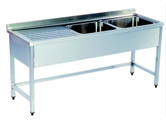 E2N 146L - Sink Unit/Double/with Drain Board