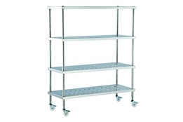 Dismountable Mobile Storage Unit with Perforated Shelves