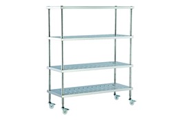 Dismountable Mobile Storage Unit with Perforated Shelves